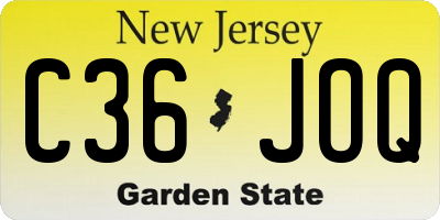 NJ license plate C36JOQ