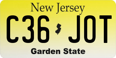 NJ license plate C36JOT