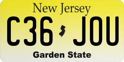 NJ license plate C36JOU