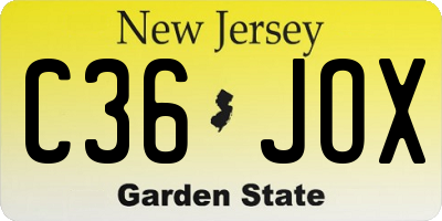 NJ license plate C36JOX