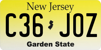 NJ license plate C36JOZ