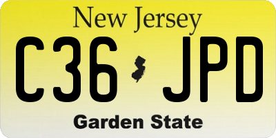 NJ license plate C36JPD