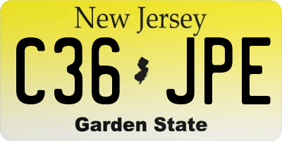 NJ license plate C36JPE