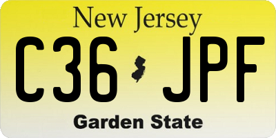NJ license plate C36JPF