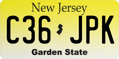 NJ license plate C36JPK