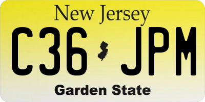 NJ license plate C36JPM