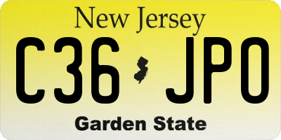 NJ license plate C36JPO