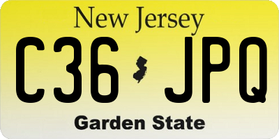 NJ license plate C36JPQ