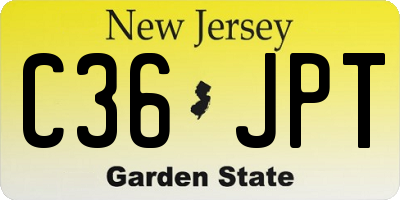 NJ license plate C36JPT