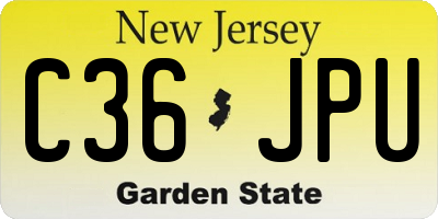 NJ license plate C36JPU