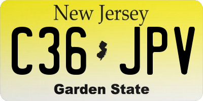 NJ license plate C36JPV