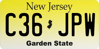 NJ license plate C36JPW