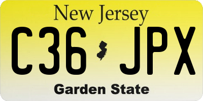 NJ license plate C36JPX