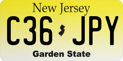 NJ license plate C36JPY