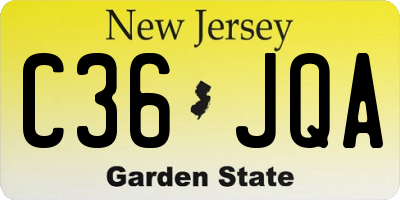NJ license plate C36JQA