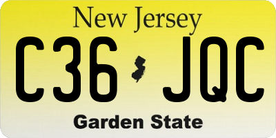 NJ license plate C36JQC
