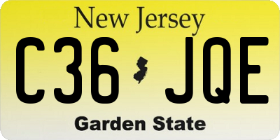 NJ license plate C36JQE