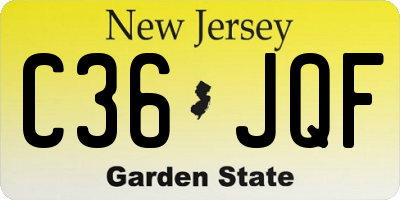 NJ license plate C36JQF