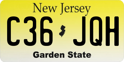 NJ license plate C36JQH