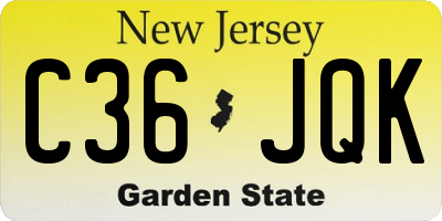 NJ license plate C36JQK