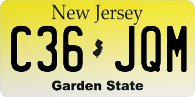 NJ license plate C36JQM