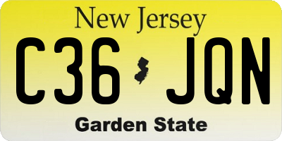 NJ license plate C36JQN