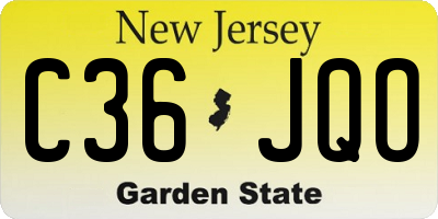 NJ license plate C36JQO