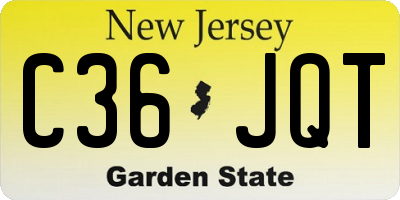NJ license plate C36JQT