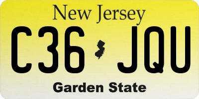 NJ license plate C36JQU