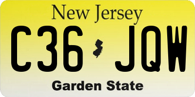 NJ license plate C36JQW