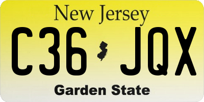 NJ license plate C36JQX