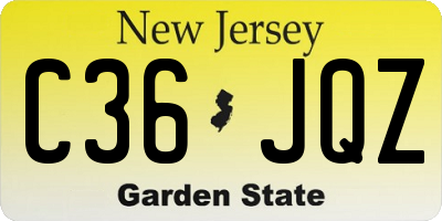 NJ license plate C36JQZ