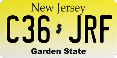 NJ license plate C36JRF