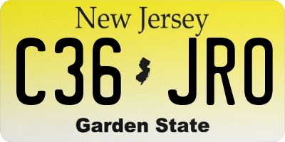 NJ license plate C36JRO
