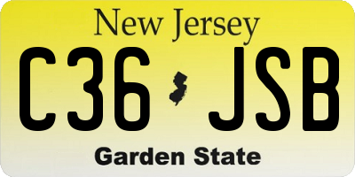 NJ license plate C36JSB