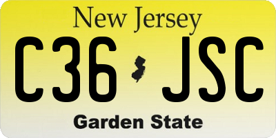NJ license plate C36JSC