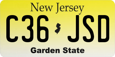 NJ license plate C36JSD