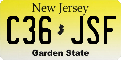 NJ license plate C36JSF