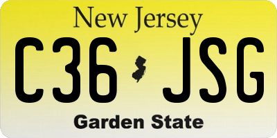 NJ license plate C36JSG