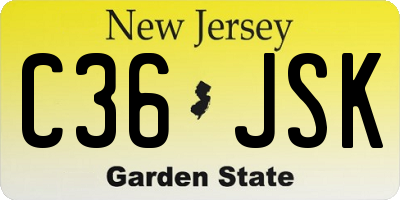 NJ license plate C36JSK