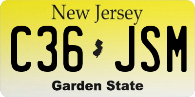 NJ license plate C36JSM