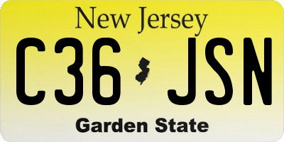 NJ license plate C36JSN