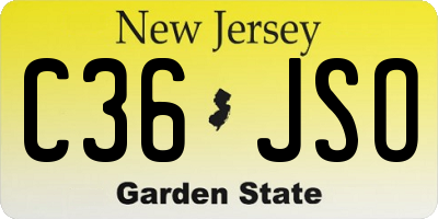 NJ license plate C36JSO