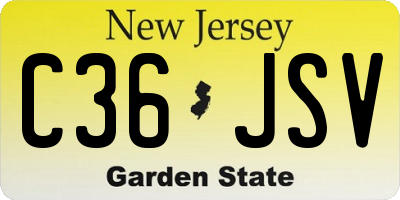 NJ license plate C36JSV