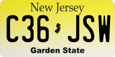 NJ license plate C36JSW
