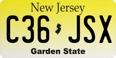 NJ license plate C36JSX