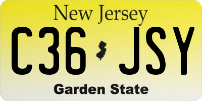 NJ license plate C36JSY
