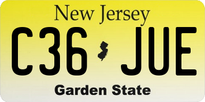 NJ license plate C36JUE
