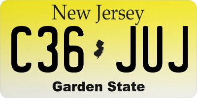 NJ license plate C36JUJ