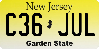 NJ license plate C36JUL